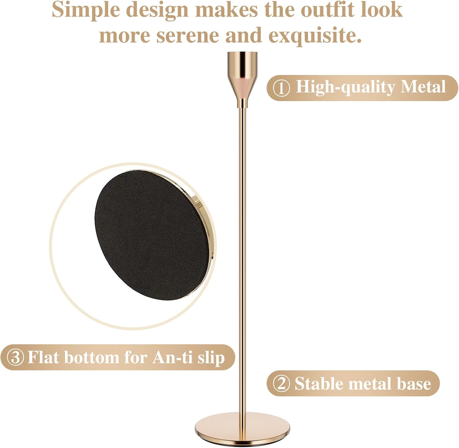 Detalle de Pink Gold Candle Holders Set of 12 โ Taper Holders ๐ฏ