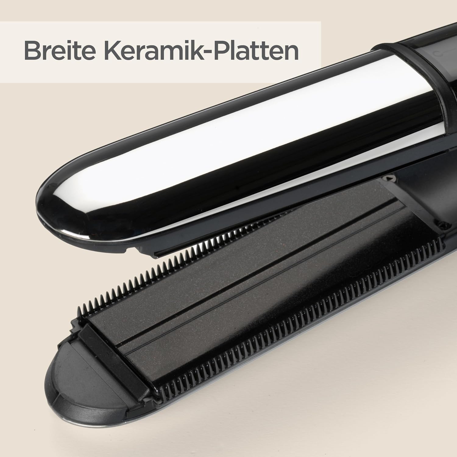 Detalle 2 de BaByliss Steam Shine ST496EB: Dampfbügel-Dampfglätteisen mit XL Turmalin‑Keramikplatten