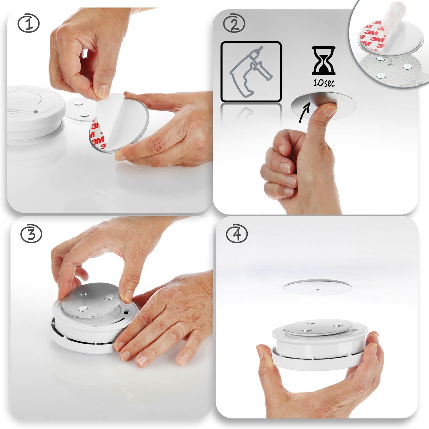 Thumbnail 2 de com-four Supporto magnetico 5x per rilevatori, 7 cm