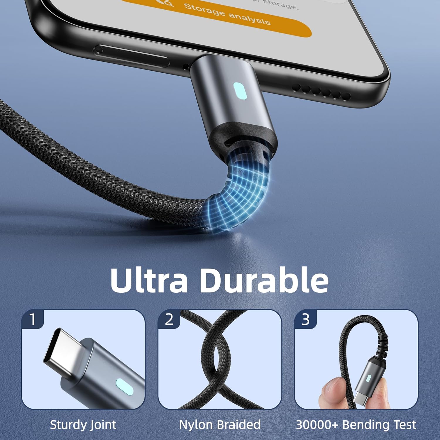 Detalle de USB C Charger Cable, 2-Pack 6ft (1.8m) USB-C to USB-C Cable – Fast Charging & Data Transfer