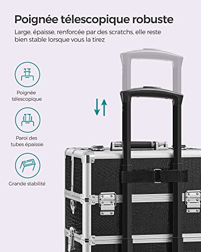 Thumbnail 8 de SONGMICS Valise à maquillage JHZ06B – Mallette trolley grande taille, 4 niveaux