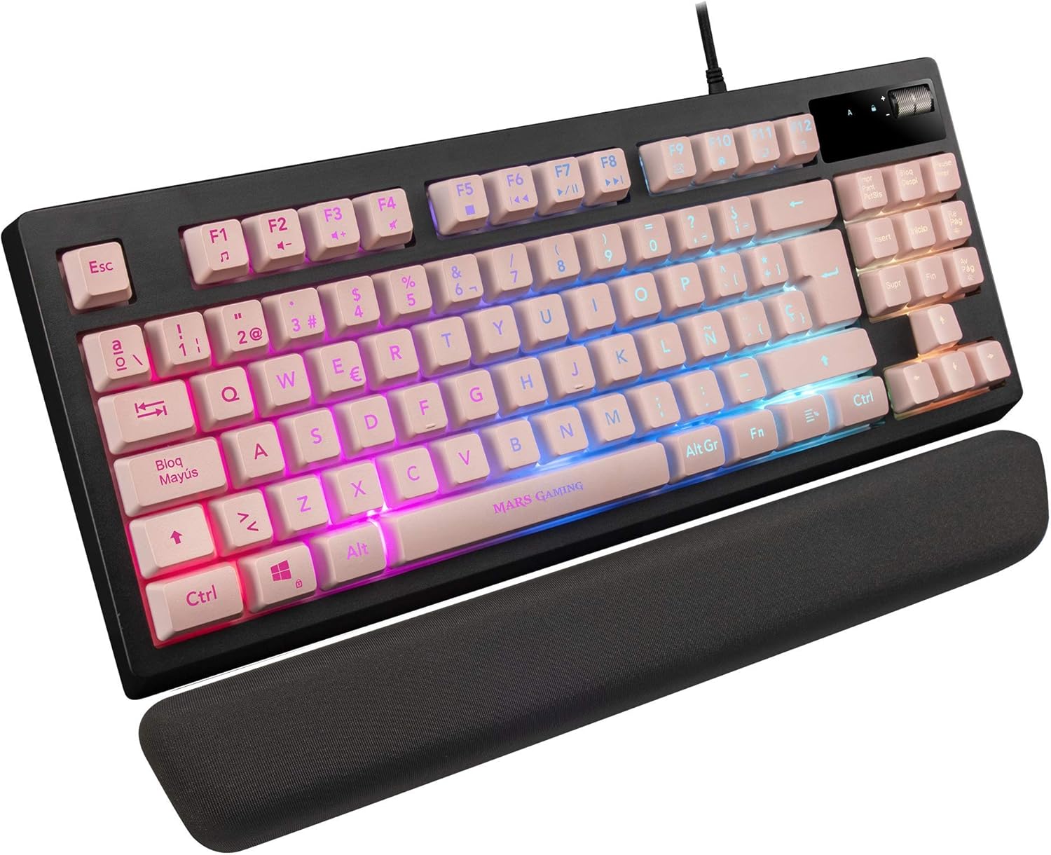 Thumbnail 2 de Mars Gaming MKAX Teclado Mecánico TKL RGB Rosa con Reposamuñecas