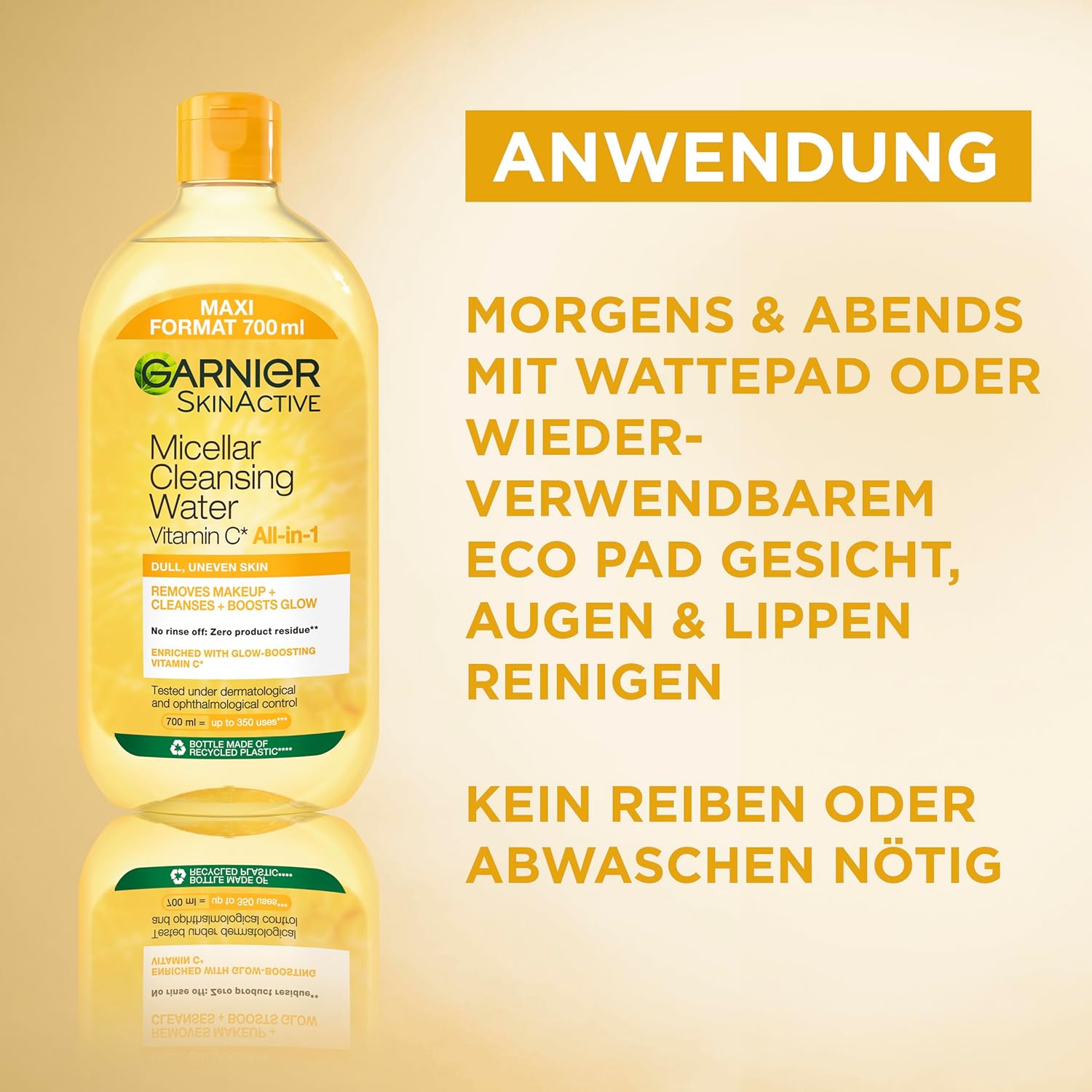 Detalle de Garnier Sanftes Mizellen Gesichtswasser mit Vitamin C (SkinActive All-in-1), 700 ml