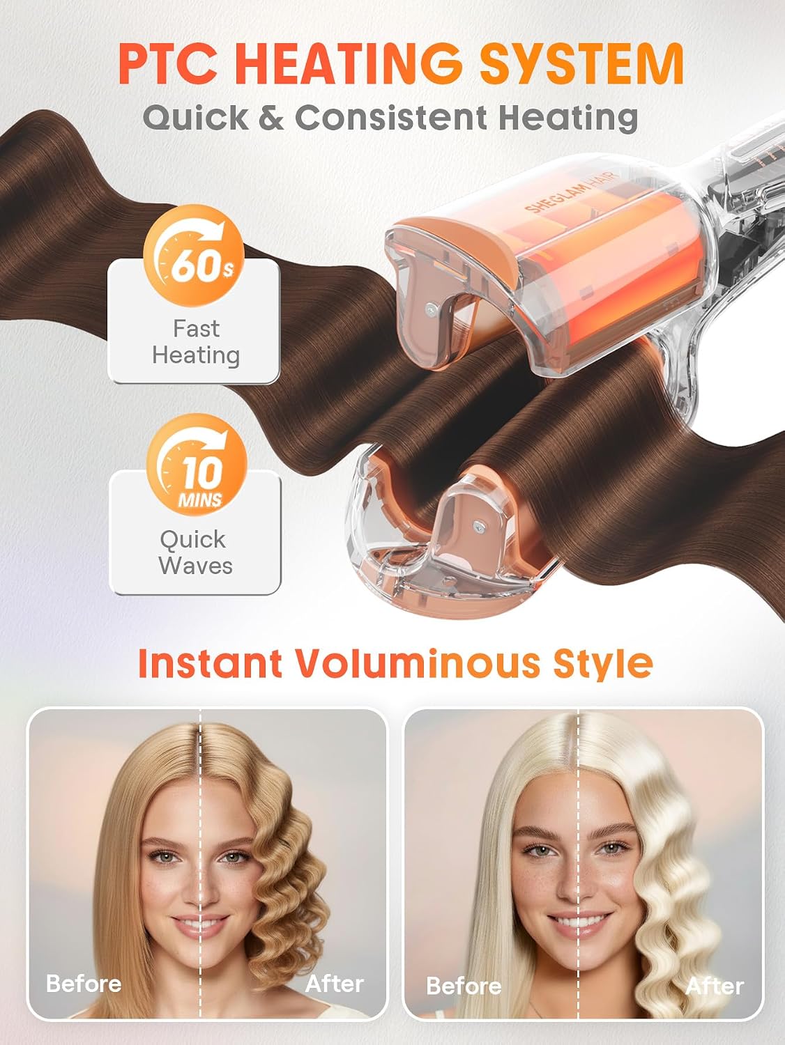 Thumbnail 6 de SHEGLAM Beach Babe Welleneisen 2-Walzen 19 mm – Strandwellen für langes Haar