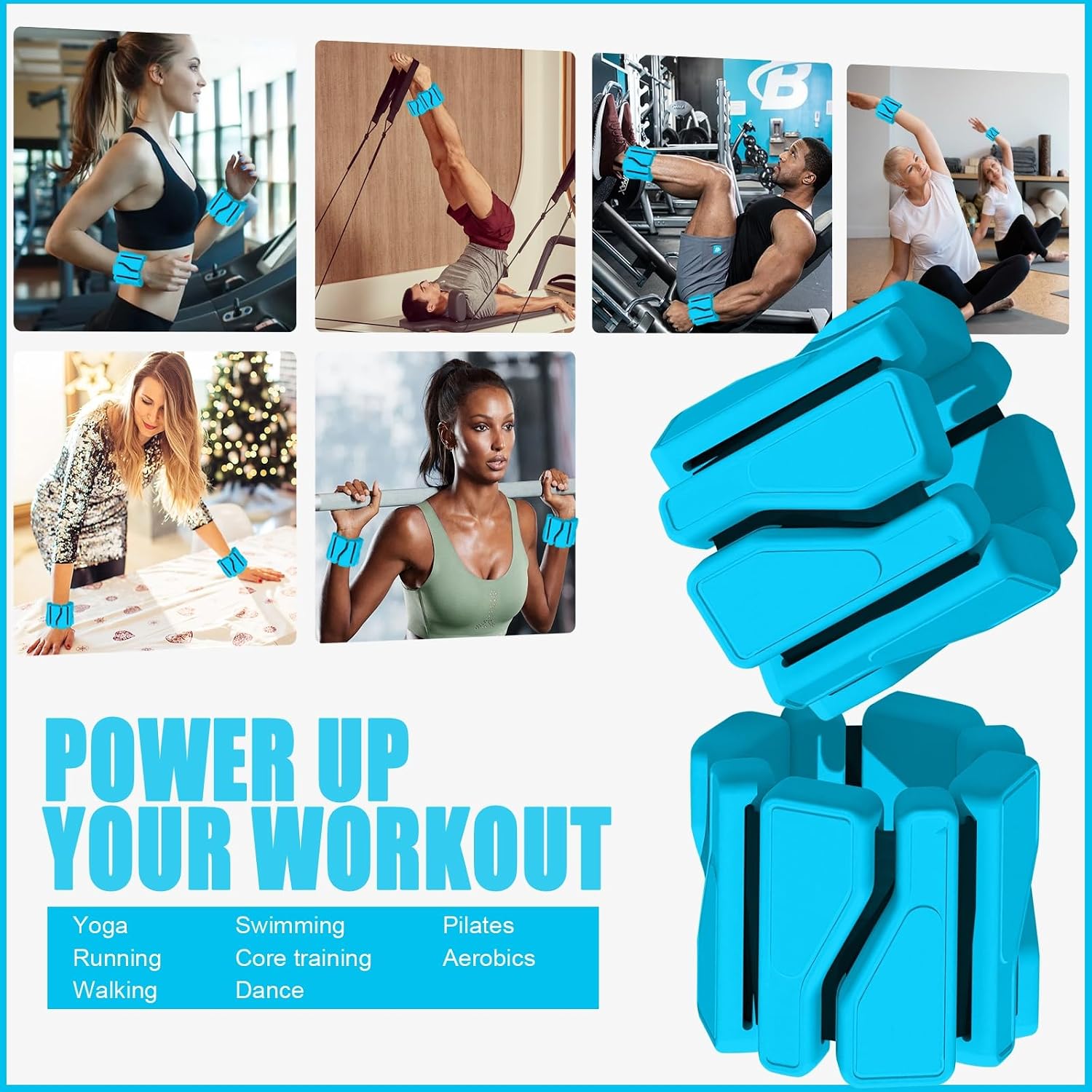 Thumbnail 6 de AdLife Adjustable Wrist and Ankle Weights, 2 lb Pair, Modular Silicone