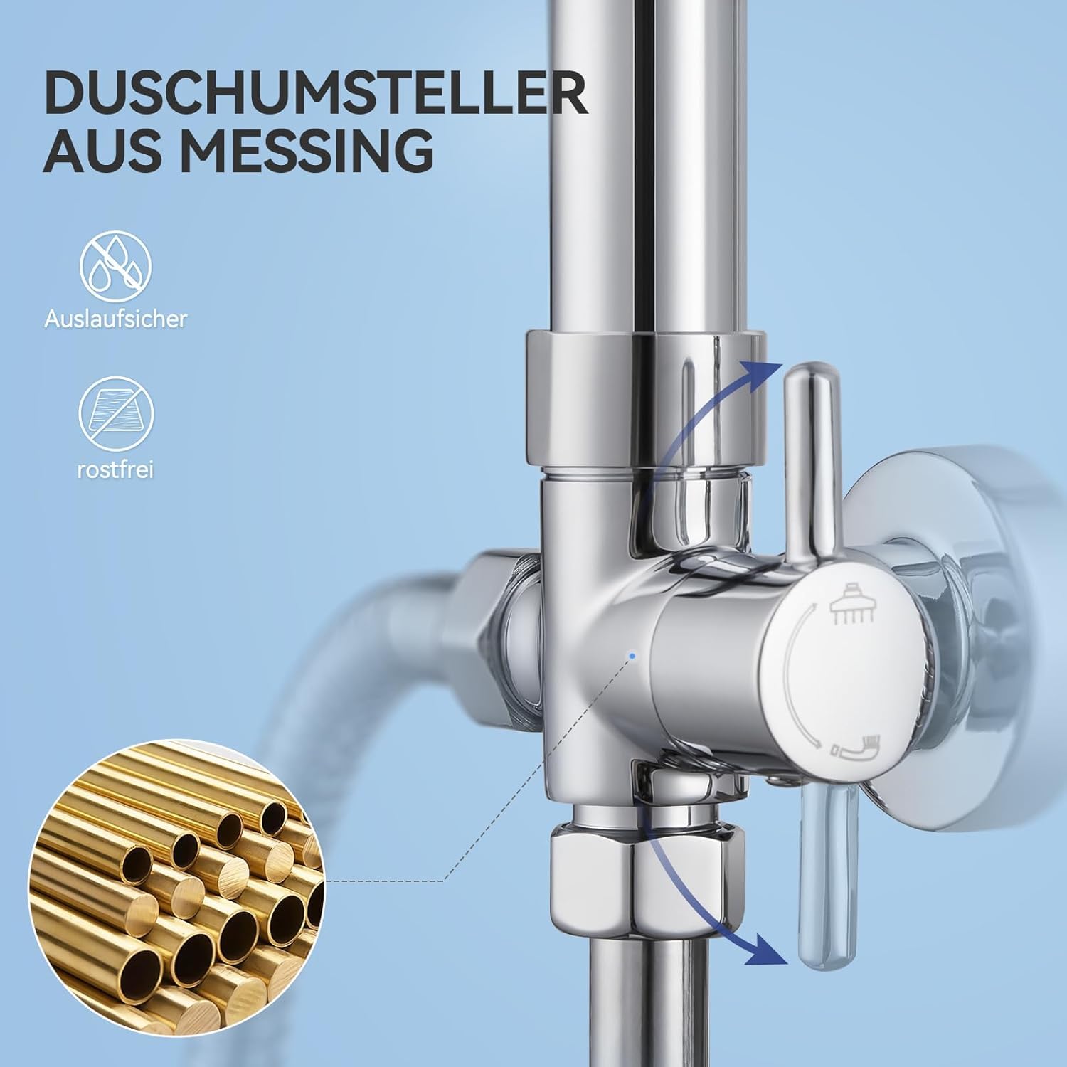 Thumbnail 1 de Auralum Regendusche ohne Armatur – Duschset mit Ø 250 mm, 4 Strahlarten & höhenverstellbarer Duschstange