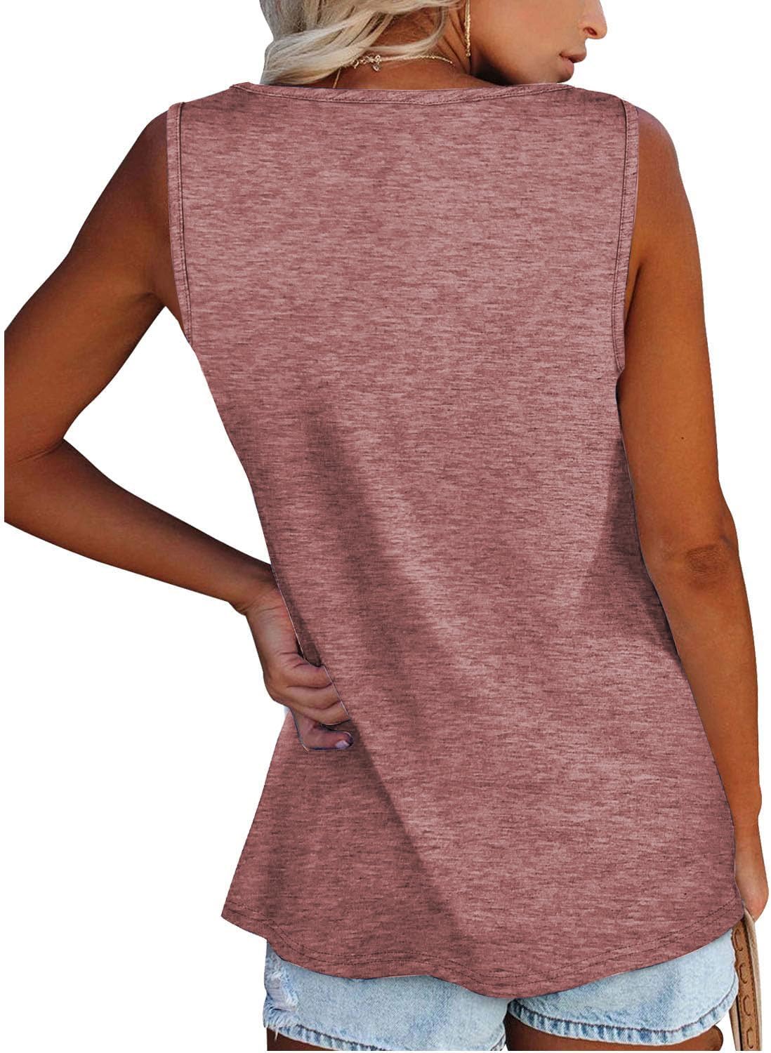 Detalle de iChunhua women’s button-up scoop neck summer tank top vest (sleeveless blouse)