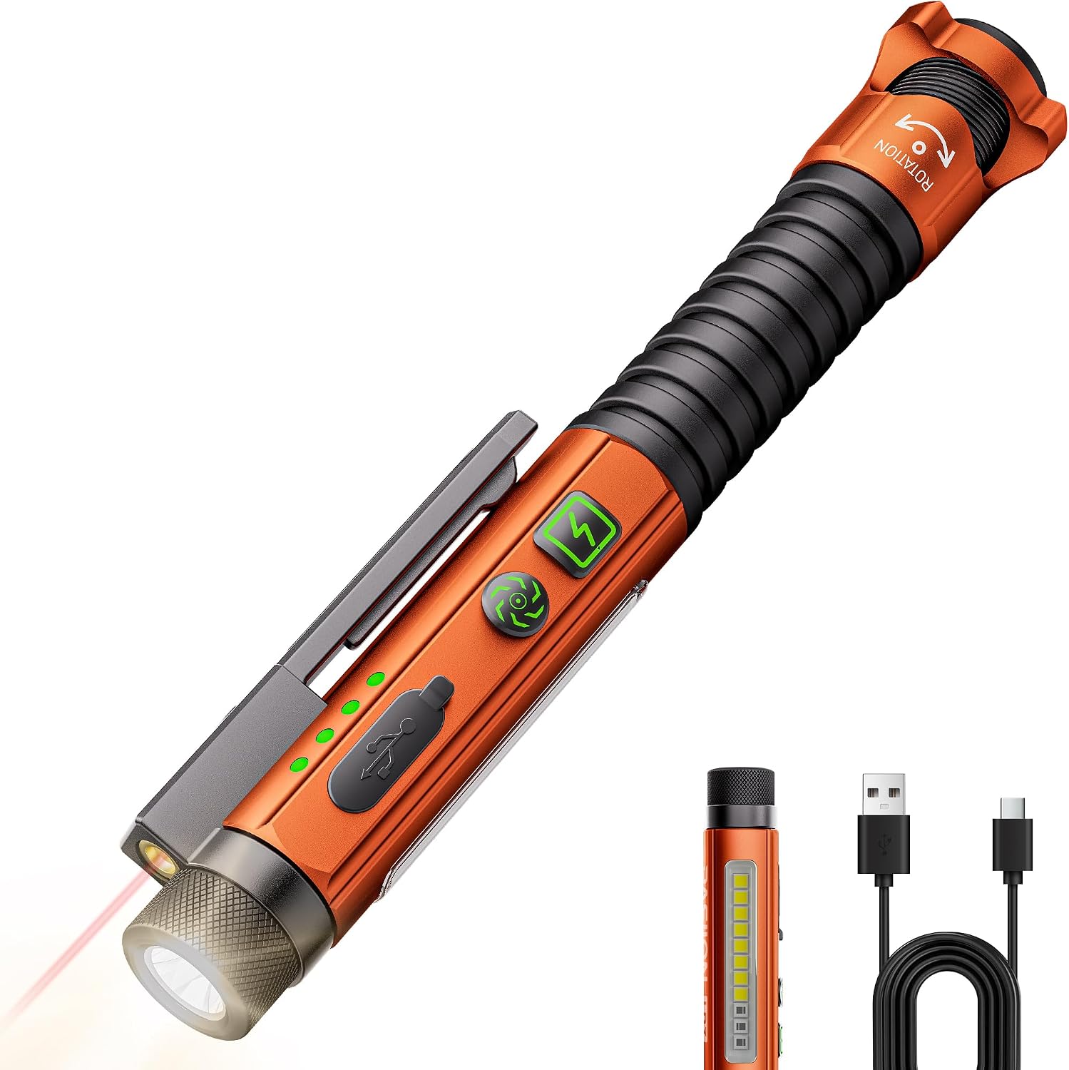 Detalle de PASIION EDC wiederaufladbare Taschenlampe mit bis zu 800 Lumen, 11 Modi und Doppelmagnet