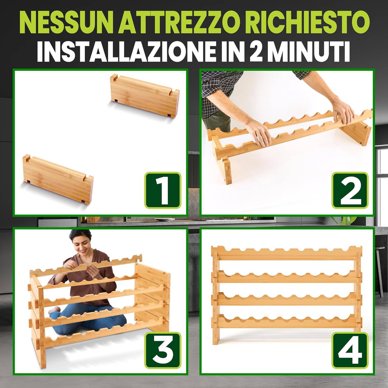 Thumbnail 5 de Nutrichef portabottiglie in bambù, 36 bottiglie