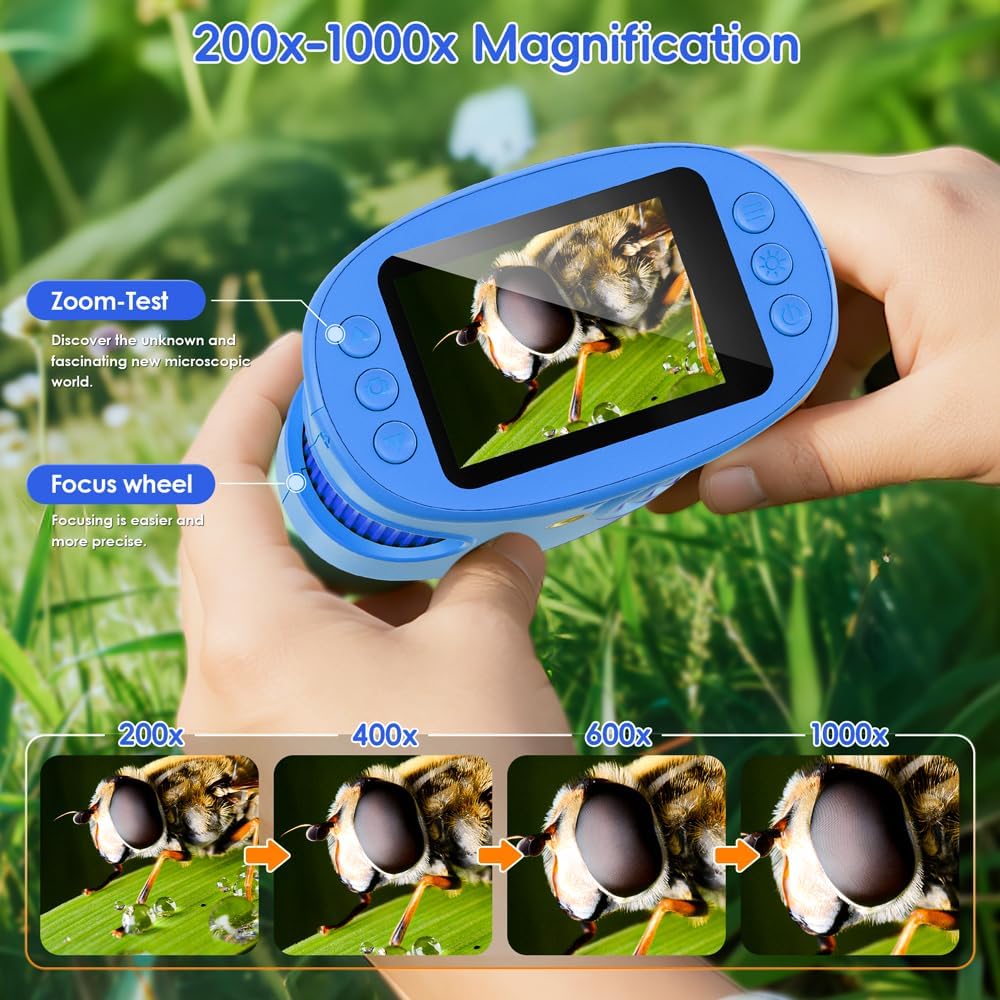 Thumbnail 3 de Temodu 1000X Microscopio Bambini 2.0” – 8 LED regolabili, regalo educativo per bambini
