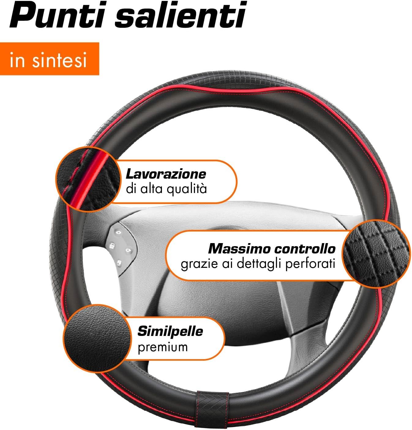 Detalle 2 de Upgrade4cars Coprivolante 44-46 cm Rosso Nero