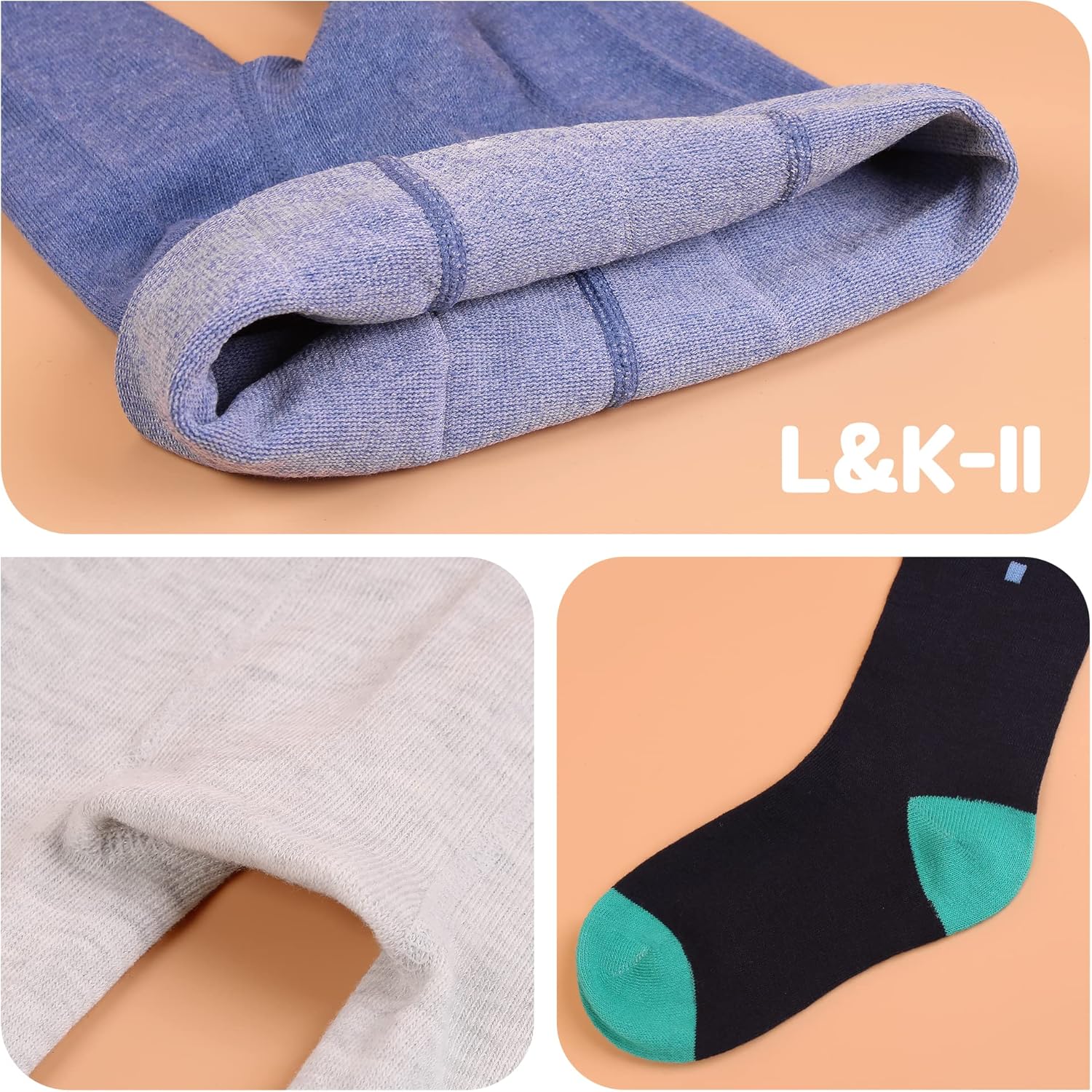 Detalle de L&K-II Lot de 6 collants en tricot pour garçons — motifs football et voiture, multicolore