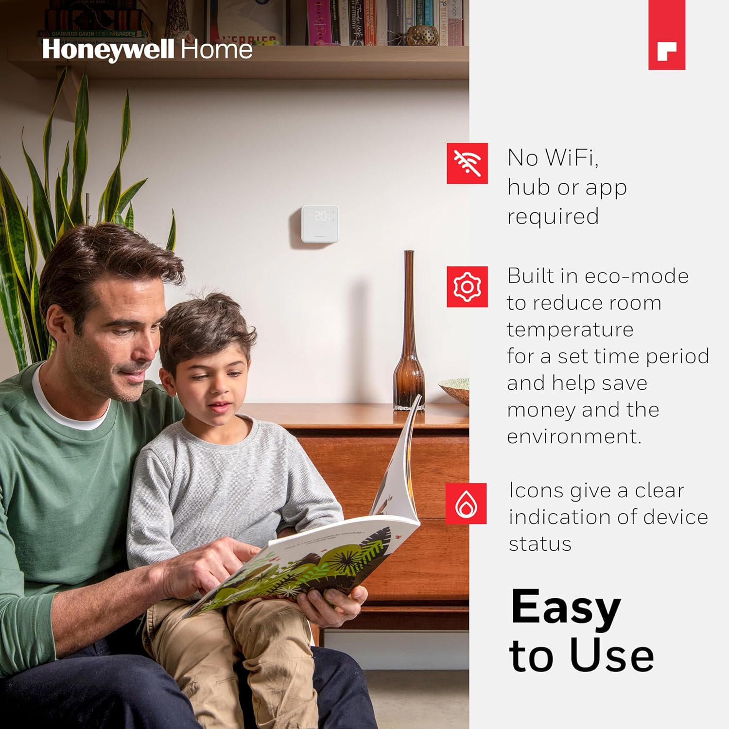 Thumbnail 3 de Thermostat d'ambiance Honeywell Home — affichage LED facile à lire, filaire, noir