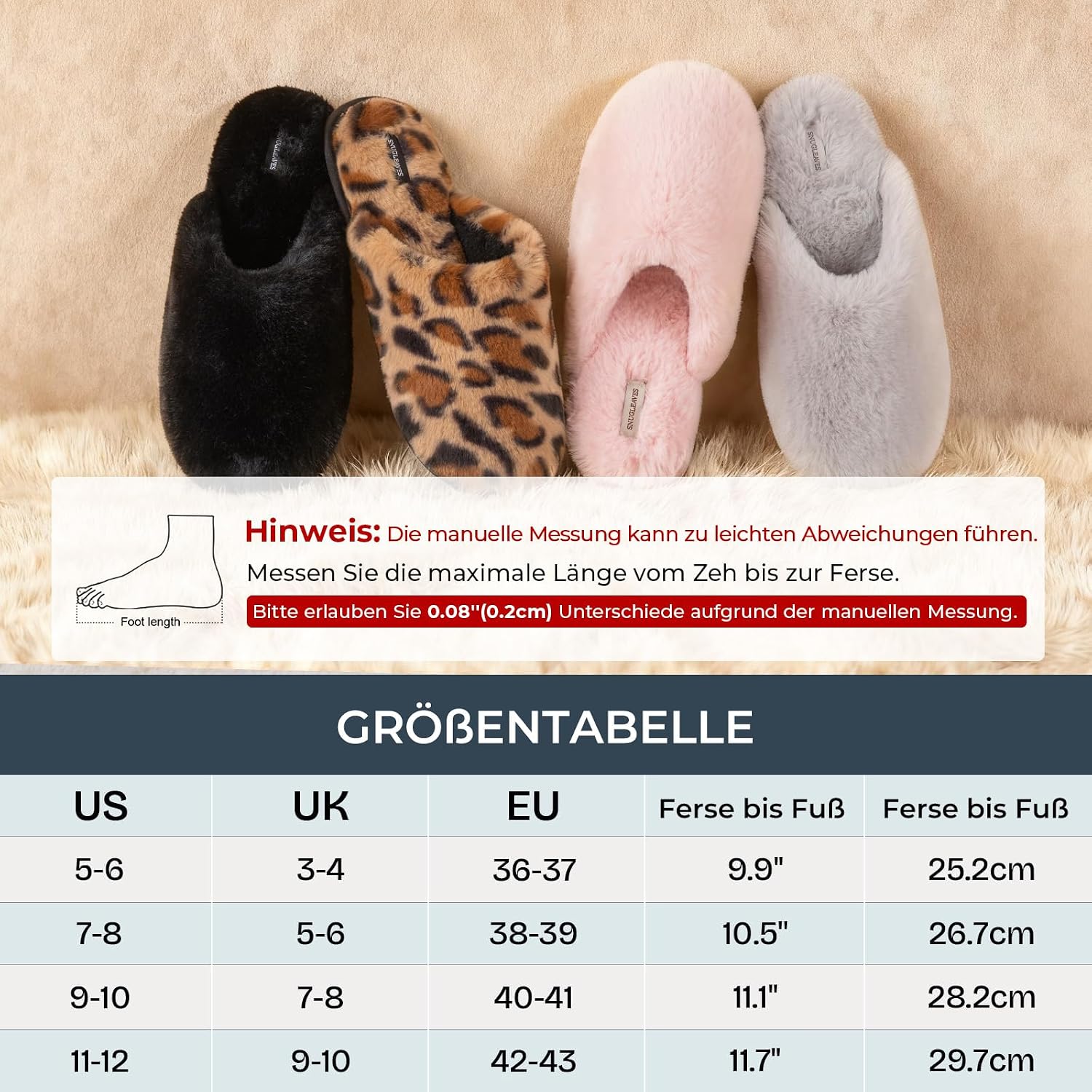 Thumbnail 6 de Snug Leaves Damen Flauschige Hausschuhe mit Memory Foam