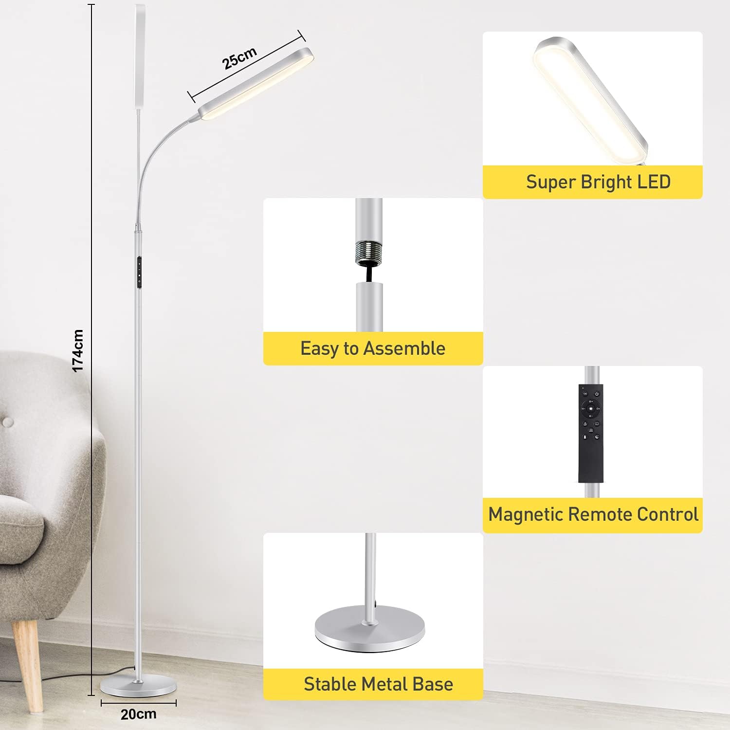 Detalle de OUTON LED floor lamp 15W 1500lm