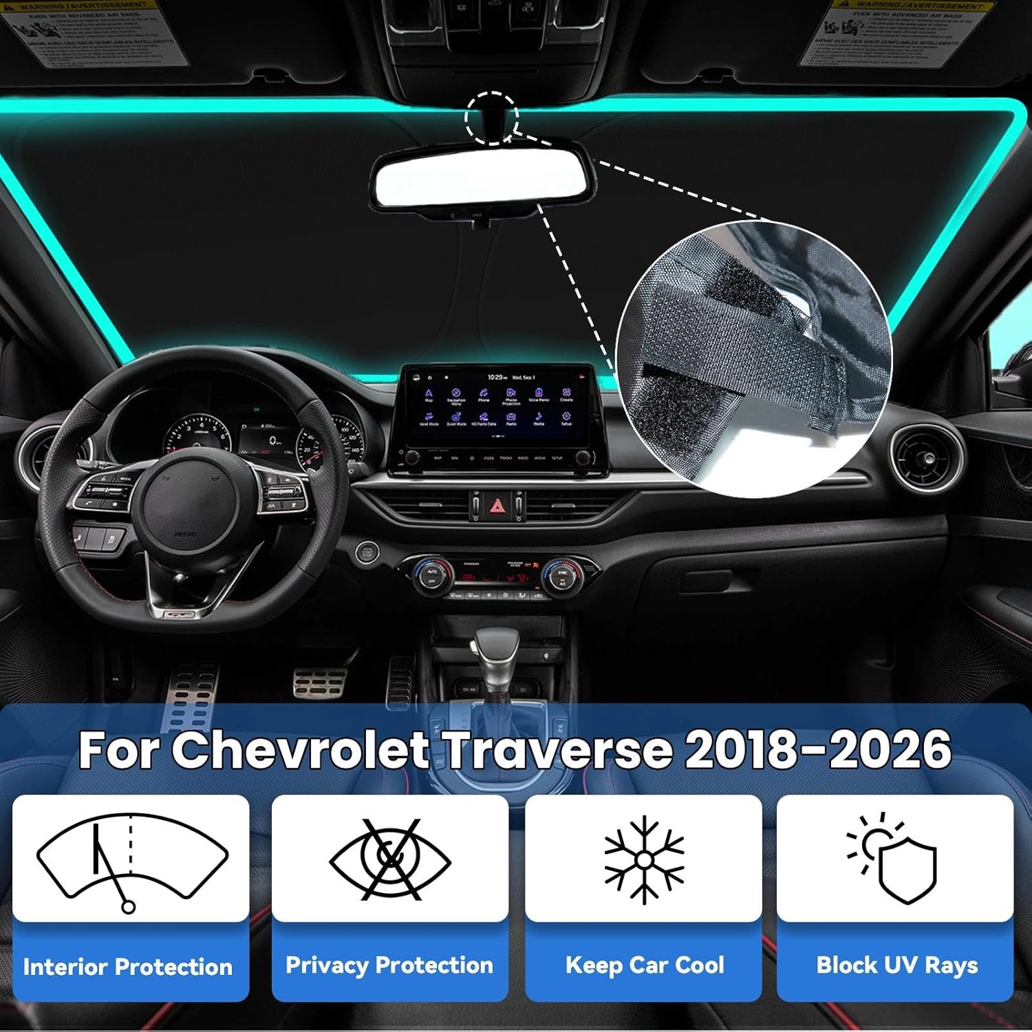 Detalle de PAIMOHO Windshield Sun Shade for 2018-2026 Chevrolet Traverse