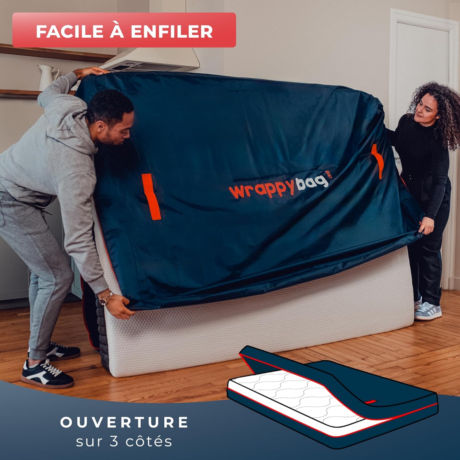 Thumbnail 5 de WRAPPYBAG – Housse de Protection Imperméable en Polyester Oxford pour Matelas 140 x 200 cm