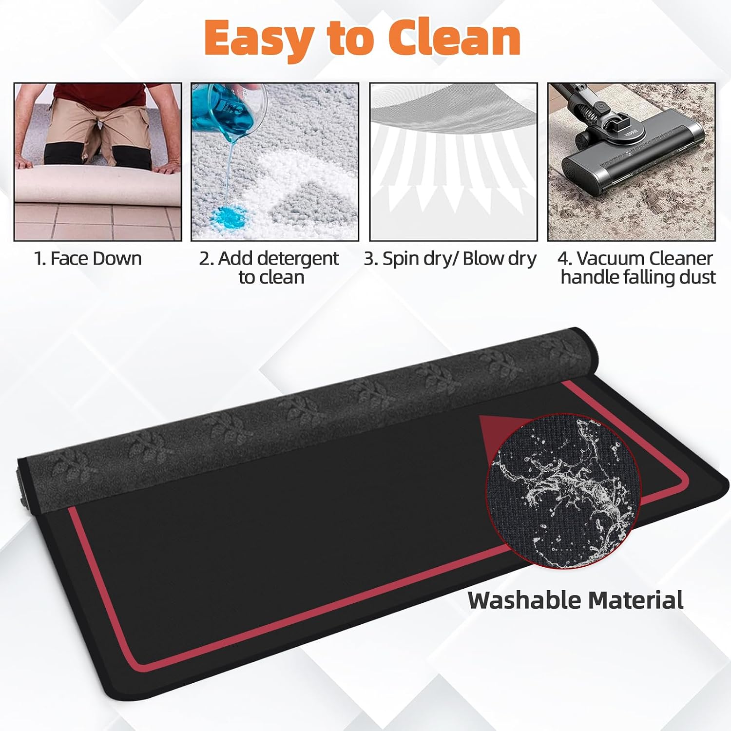 Thumbnail 2 de IBVIVIC Drum Mat, 4 x 5.3Ft, Non-Slip Rubber Backing, Red Border