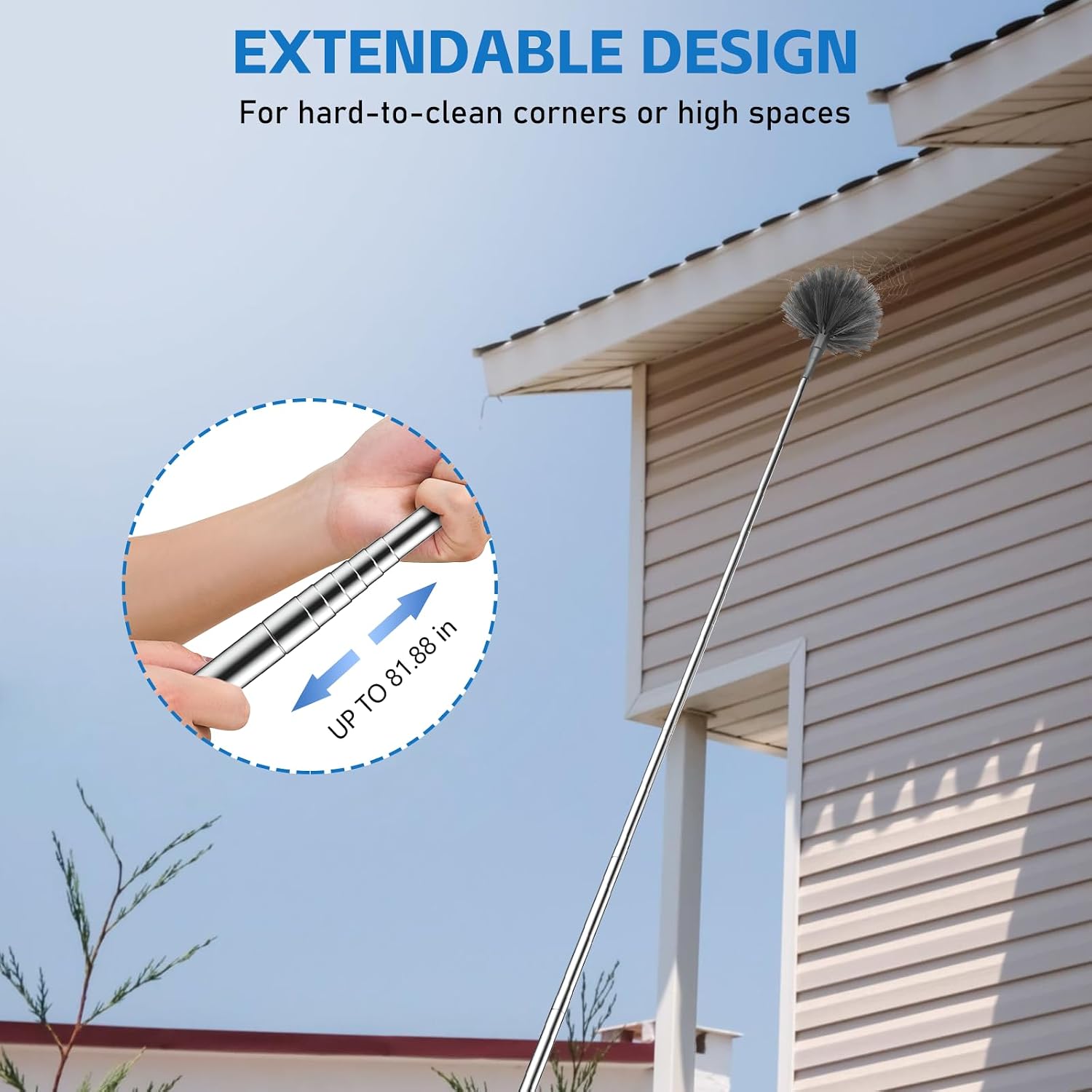 Detalle 1 de SetSail k027 Cobweb Duster with 90-Inch Extendable Pole and PET Bristles