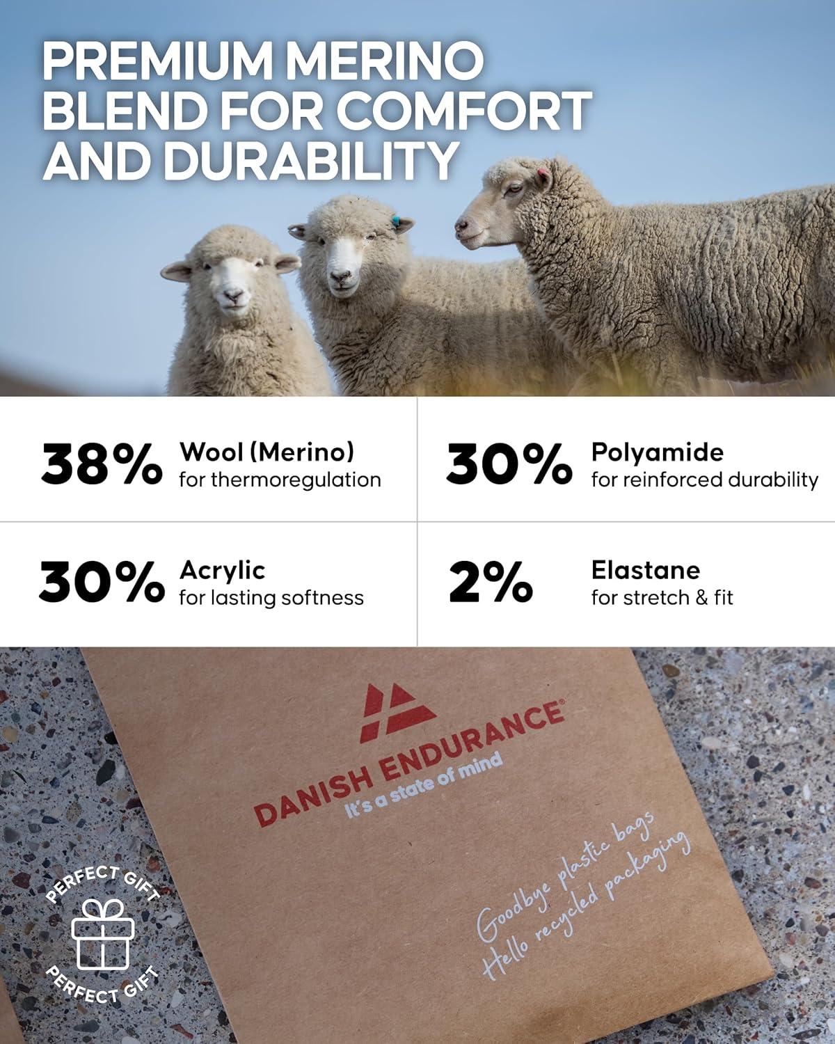 Thumbnail 4 de DANISH ENDURANCE Merino hiking socks 3-pack
