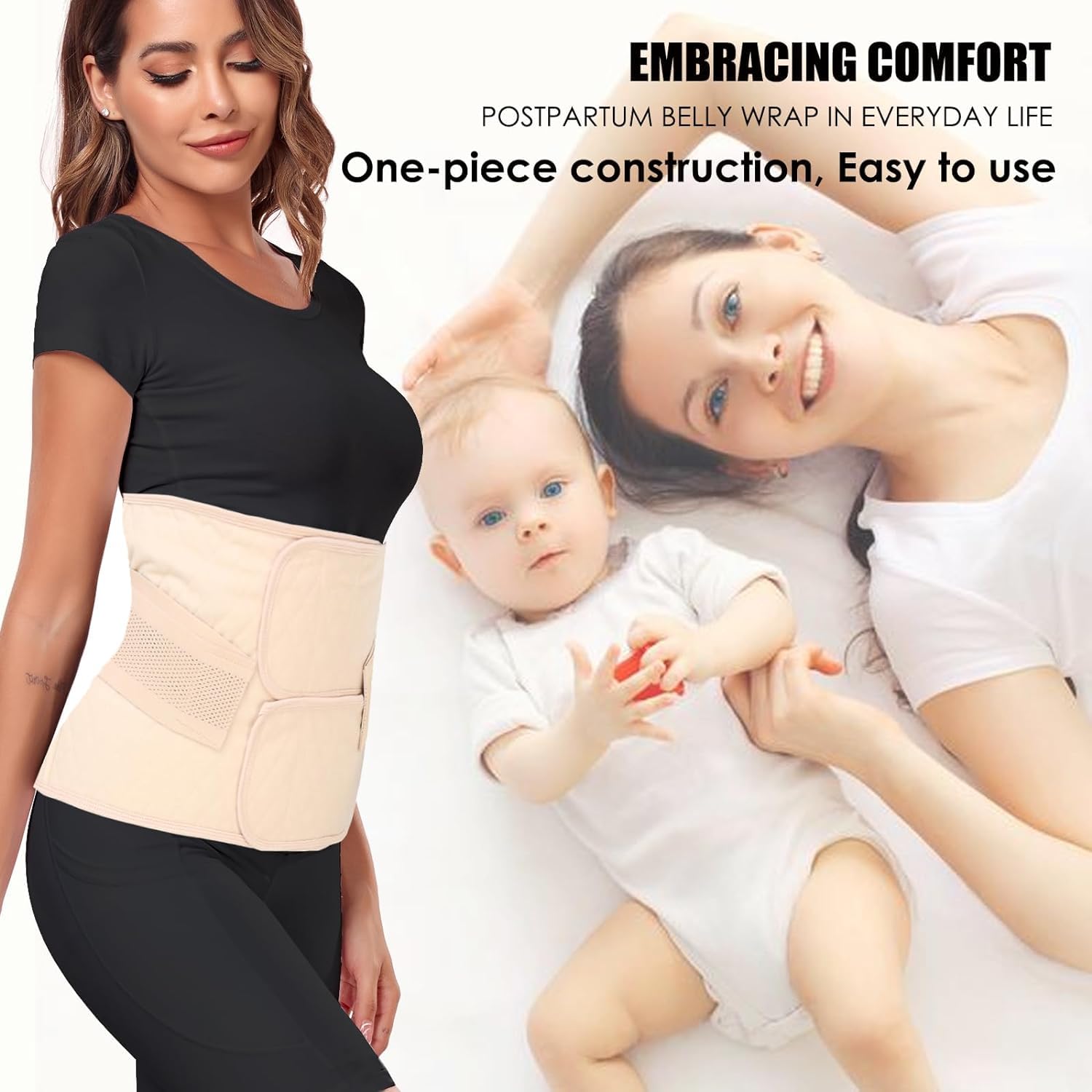 Thumbnail 4 de MAMODY Postpartum Belly Wrap (Beige) – Post-birth belly belt in XXL fit