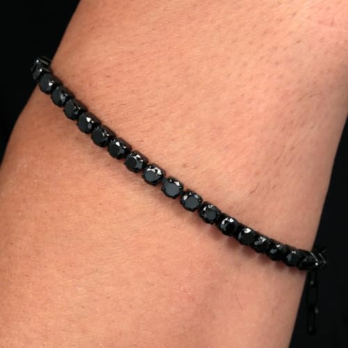 Detalle de Sector No Limits TENNIS Bracciale Uomo in Acciaio, Cristalli e Smalto IP Nero – SANN42 (22 cm)