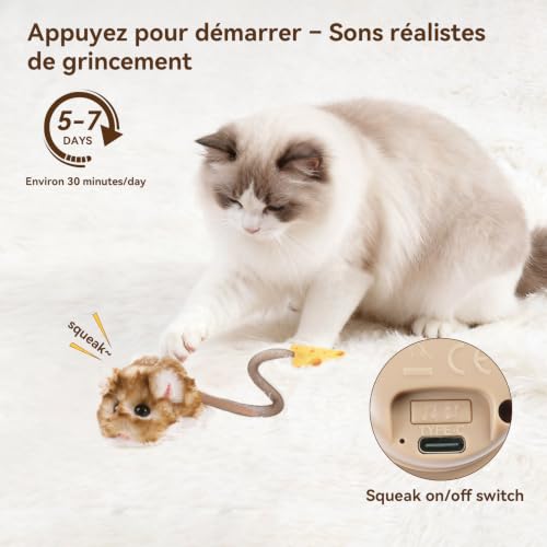 Detalle de Migipaws jouet interactif pour chat, souris roulante rechargeable avec capteur