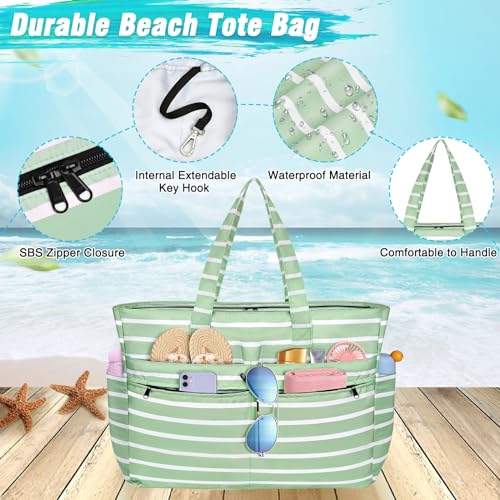 Detalle de WACCET Bolsa de Playa Grande Mujer impermeable con cremallera, 50L, plegable y XXL