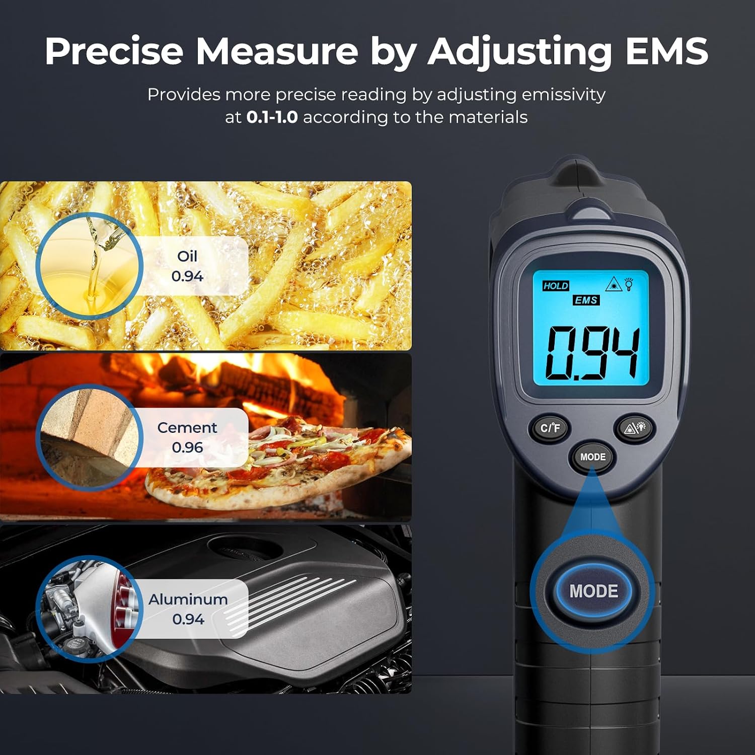 Thumbnail 2 de ERICKHILL Infrared Thermometer (Non-Contact) -50°C to 600°C, Laser Aim, LCD Backlit Display