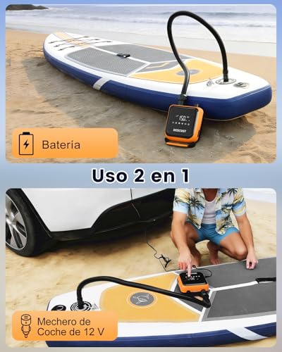 Detalle de BESCOST 20PSI: Bomba Eléctrica Inflador Paddle Surf Recargable para SUP, Kayak y más