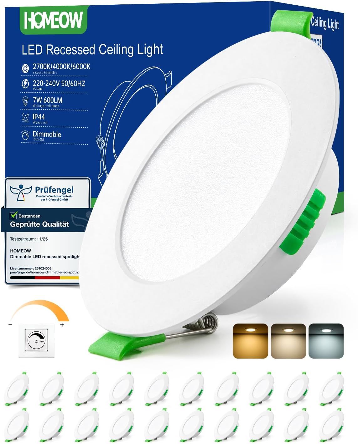 Detalle de HOMEOW 20er Set LED Einbaustrahler 7W