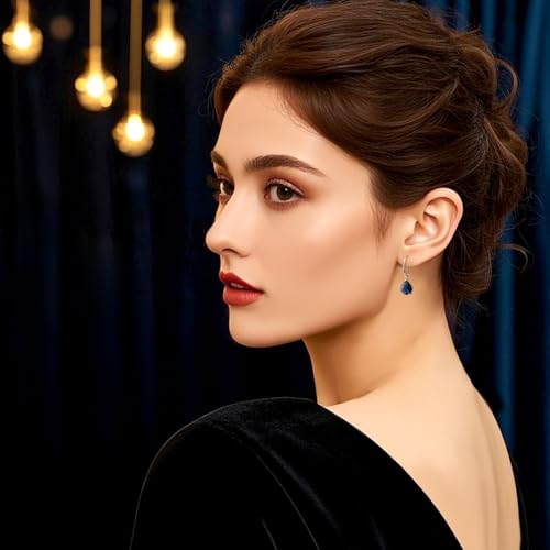 Thumbnail 6 de Aliyoham Blue Sapphire Drop Earrings for Women – September Birthstone in Silver