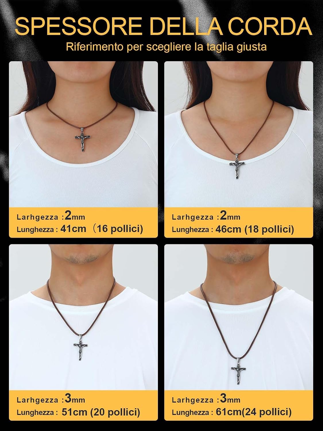 Thumbnail 4 de U7 Collana pelle 41-76 cm unisex