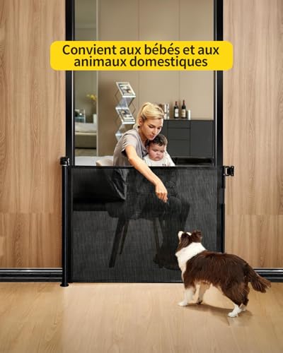 Thumbnail 3 de Patywaga Barrière de sécurité enfant extensible 0–140 cm – Barrière rétractable noir pour intérieur/extérieur