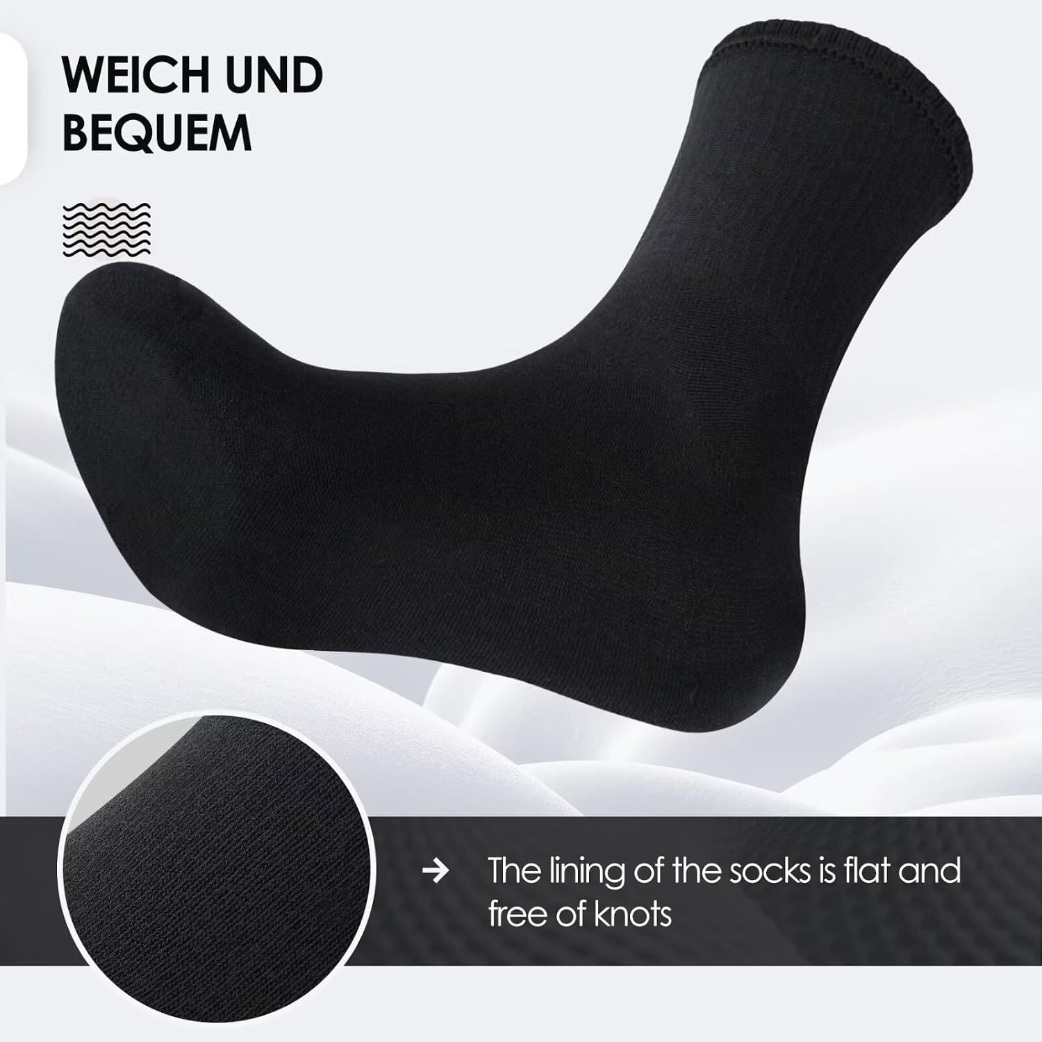 Thumbnail 3 de TUUHAW Chaussettes Homme 39-42 Noir — Confort coton et respiration pour le sport