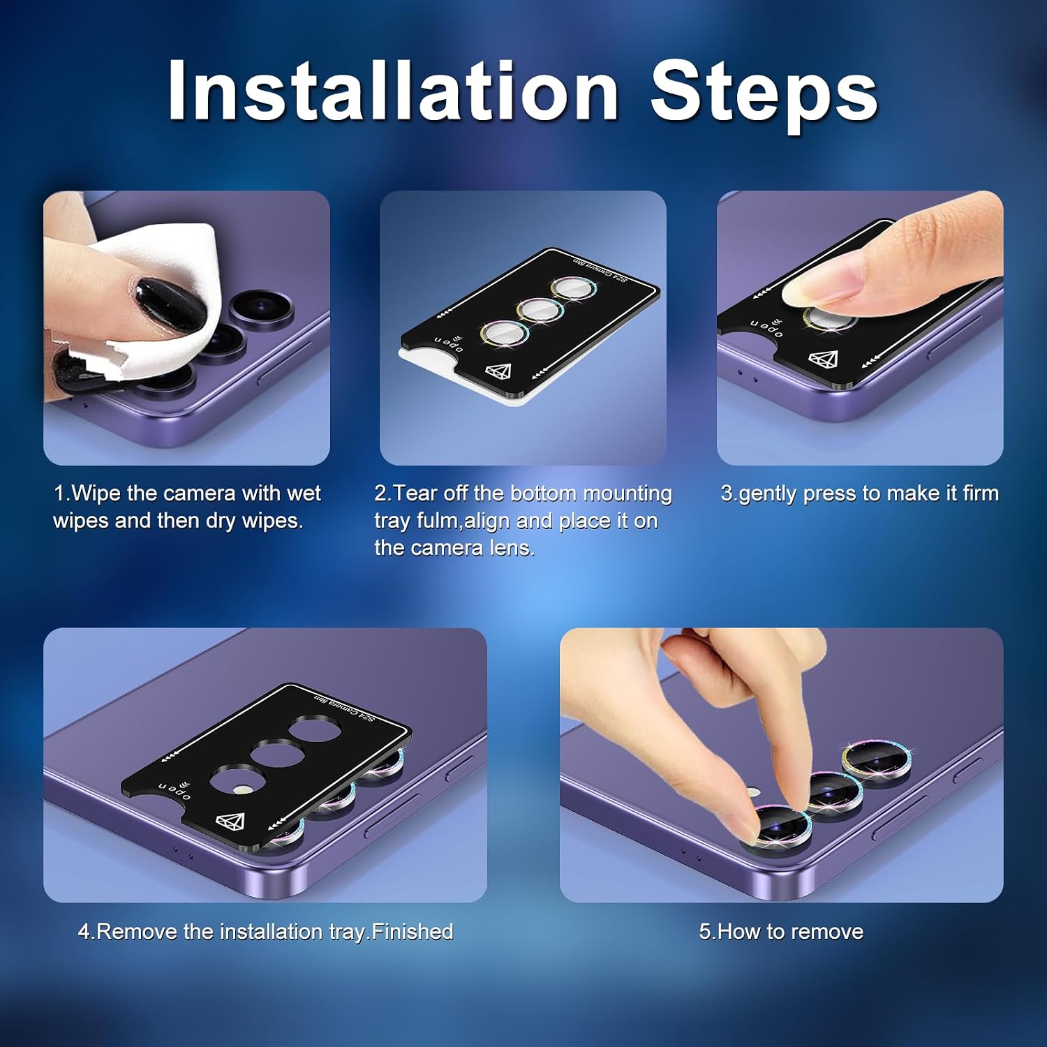 Detalle 2 de Avocase BTS0159-04 Camera Lens Protector for Galaxy S24 Plus, 9H Glass