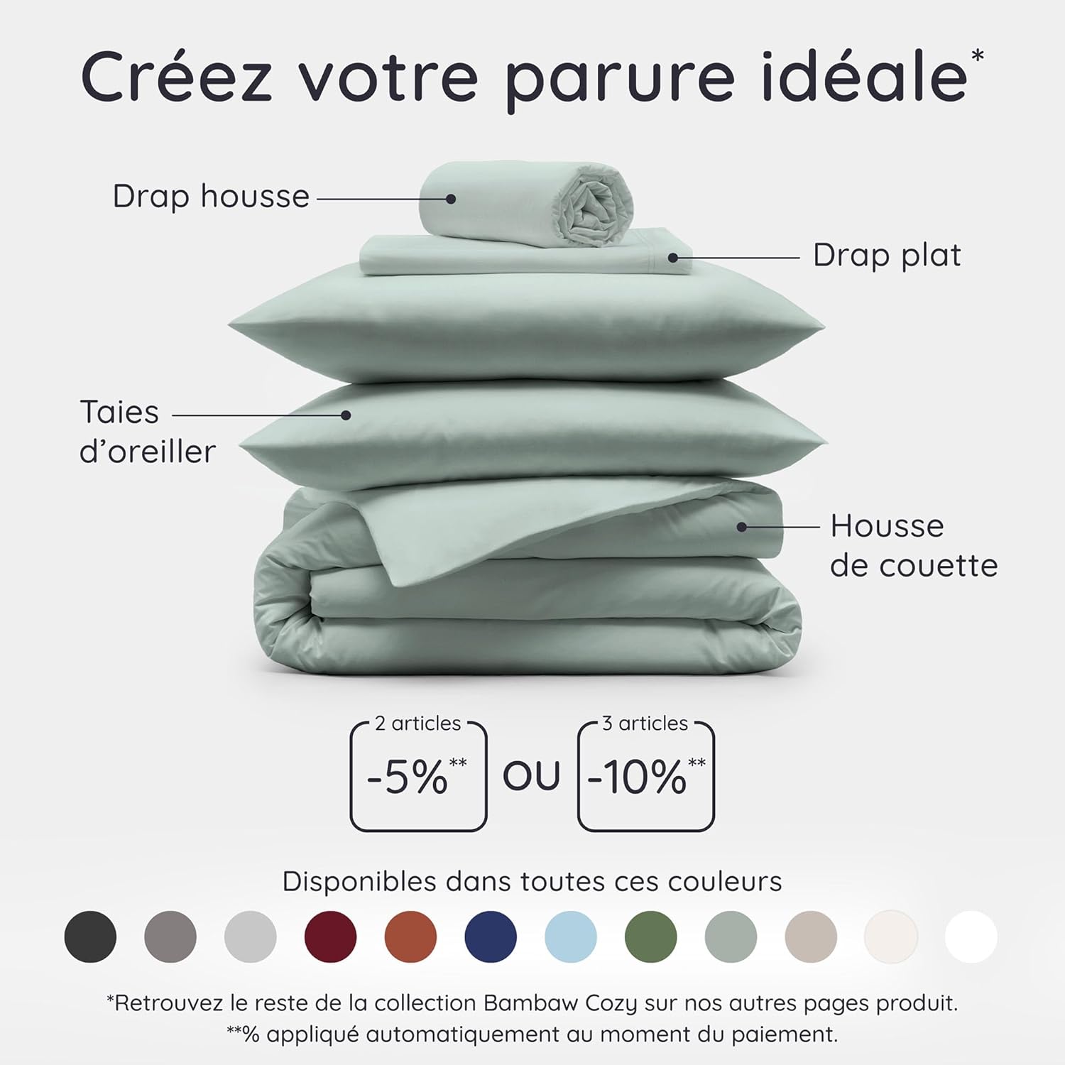 Thumbnail 6 de Bambaw Drap housse en bambou 160x200 cm (pour matelas épais jusqu’à 35 cm) – Vert d’eau