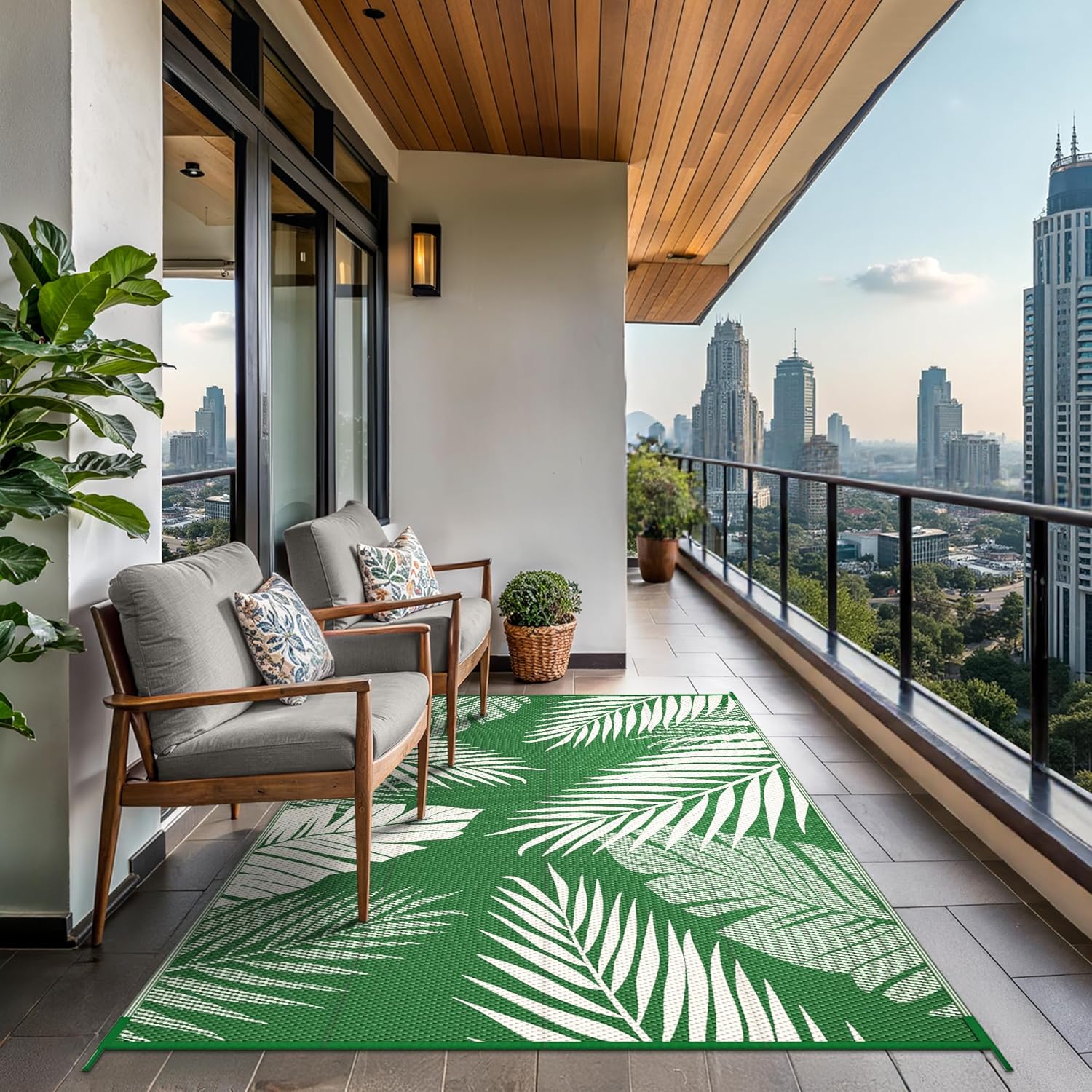 Thumbnail 6 de GENIMO Outdoor Rug 180x275cm – Waterproof Reversible Garden Carpet