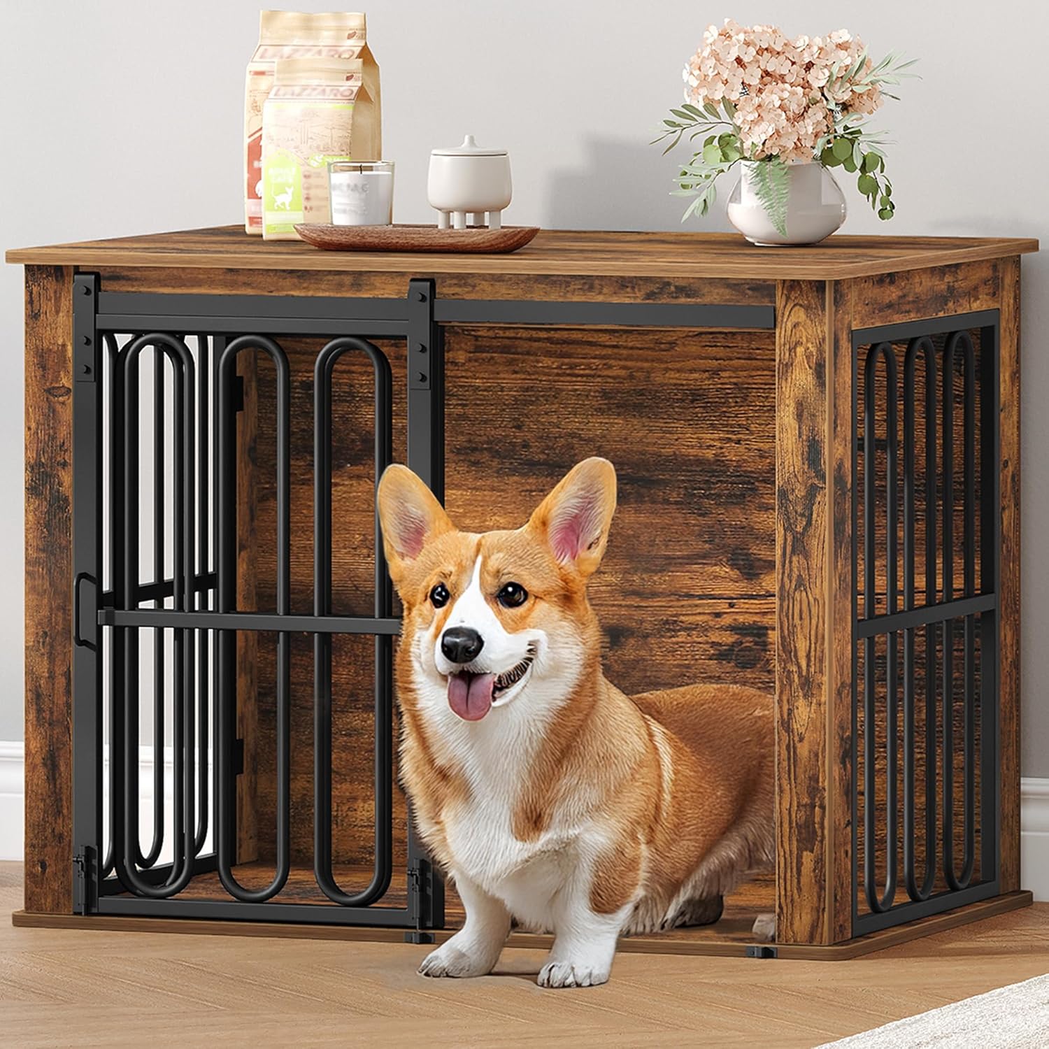 HEXCELEN Hundekäfig-Möbel 81 cm Hundebox aus Holz