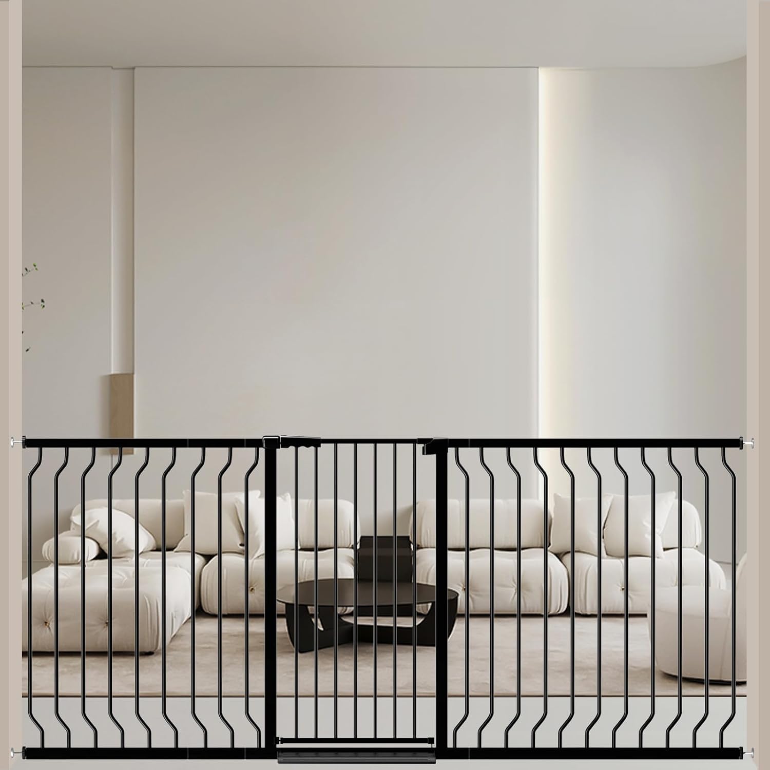 Detalle de ALLAIBB 40.55-Inch Extra-Tall Baby Gate, Black, Pressure-Mounted