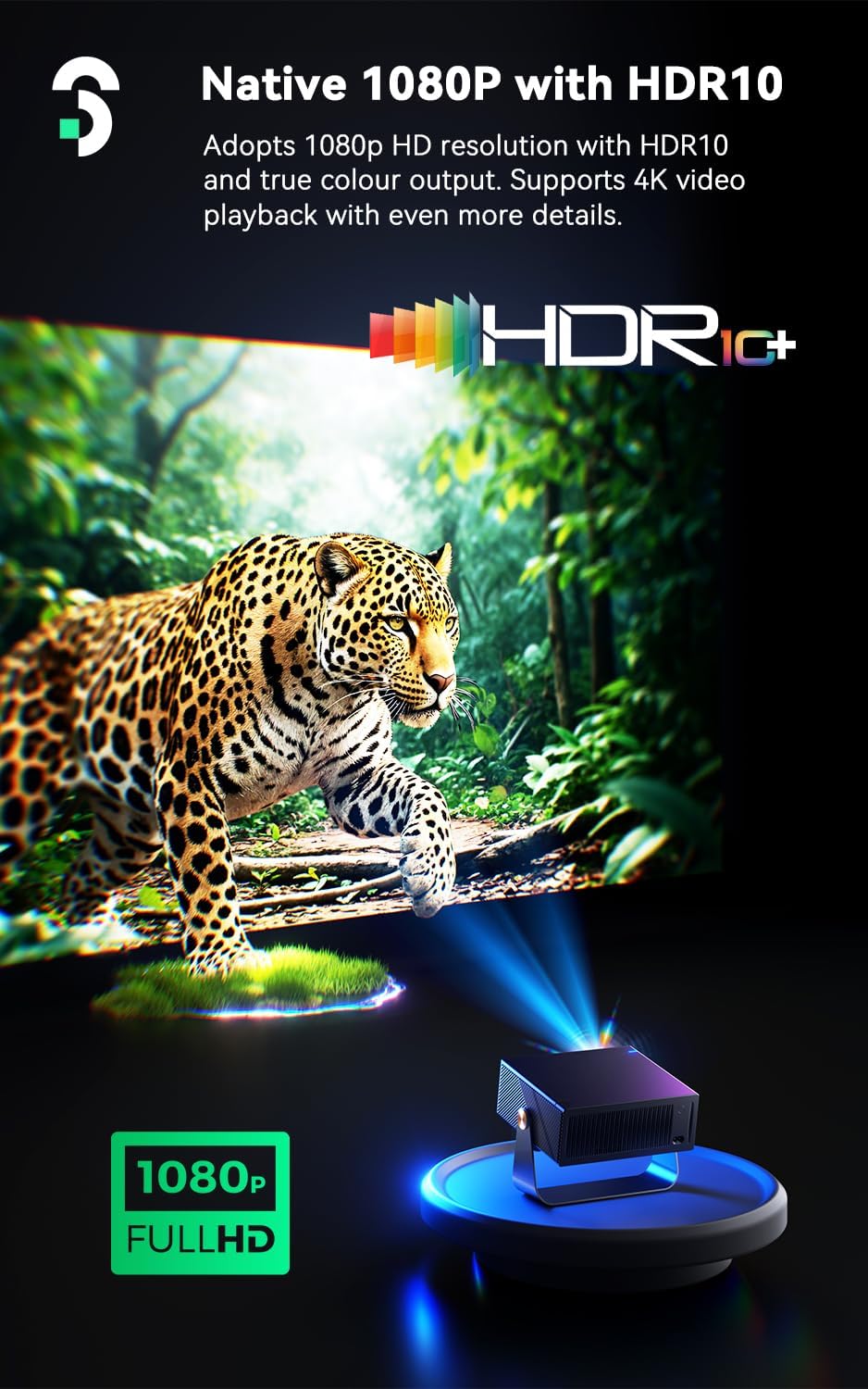 Thumbnail 4 de SOOMFON SK3 Smart Projector (4K supported) with HDR10, WiFi & Bluetooth, Auto Focus & Keystone
