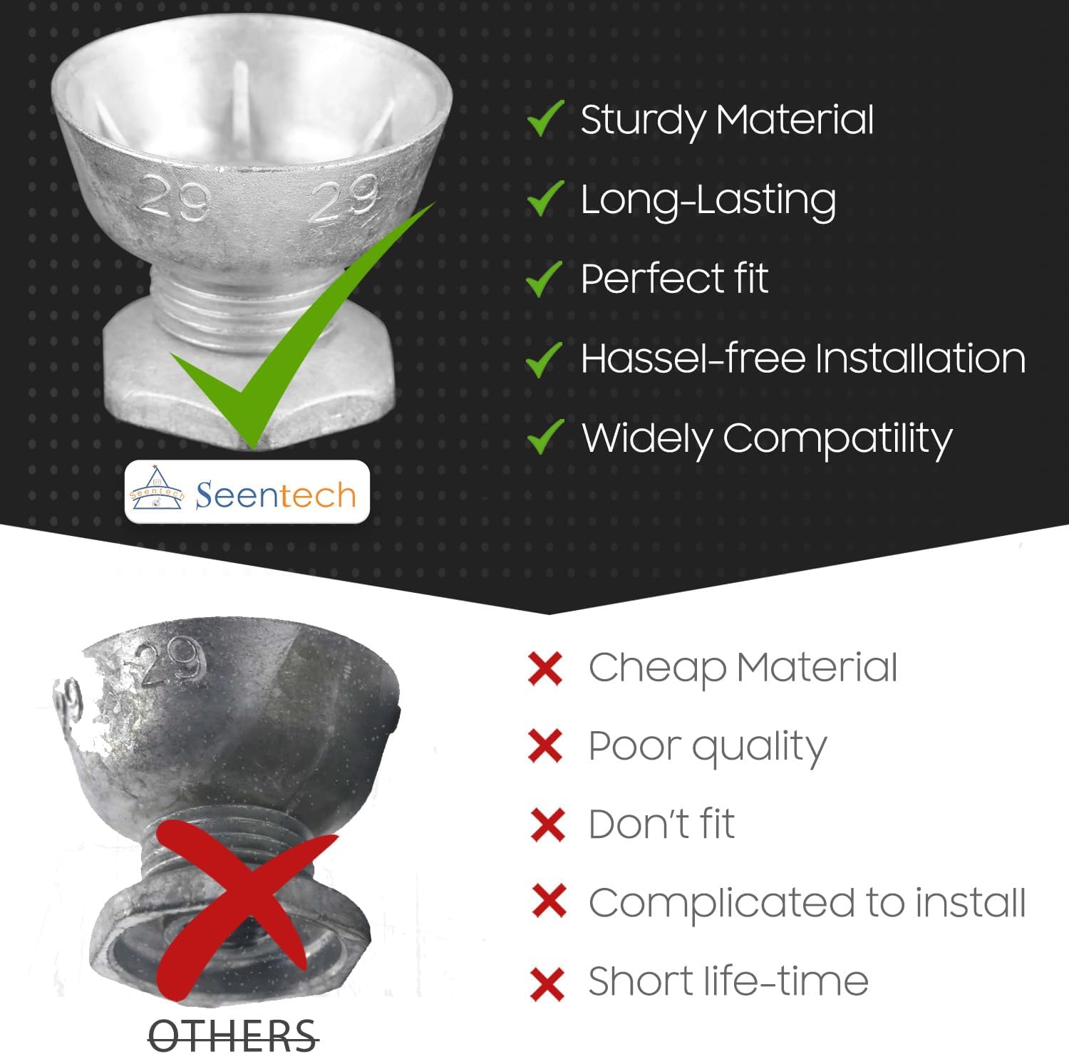 Thumbnail 4 de Seentech 8066184 Dryer Motor Pulley, Size 29, Cast Zinc Alloy