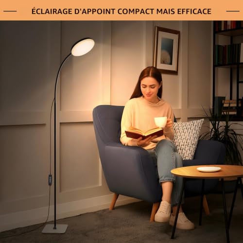 Detalle 1 de Mojimdo lampadaire LED fin à col flexible, 3 températures et 10 intensités