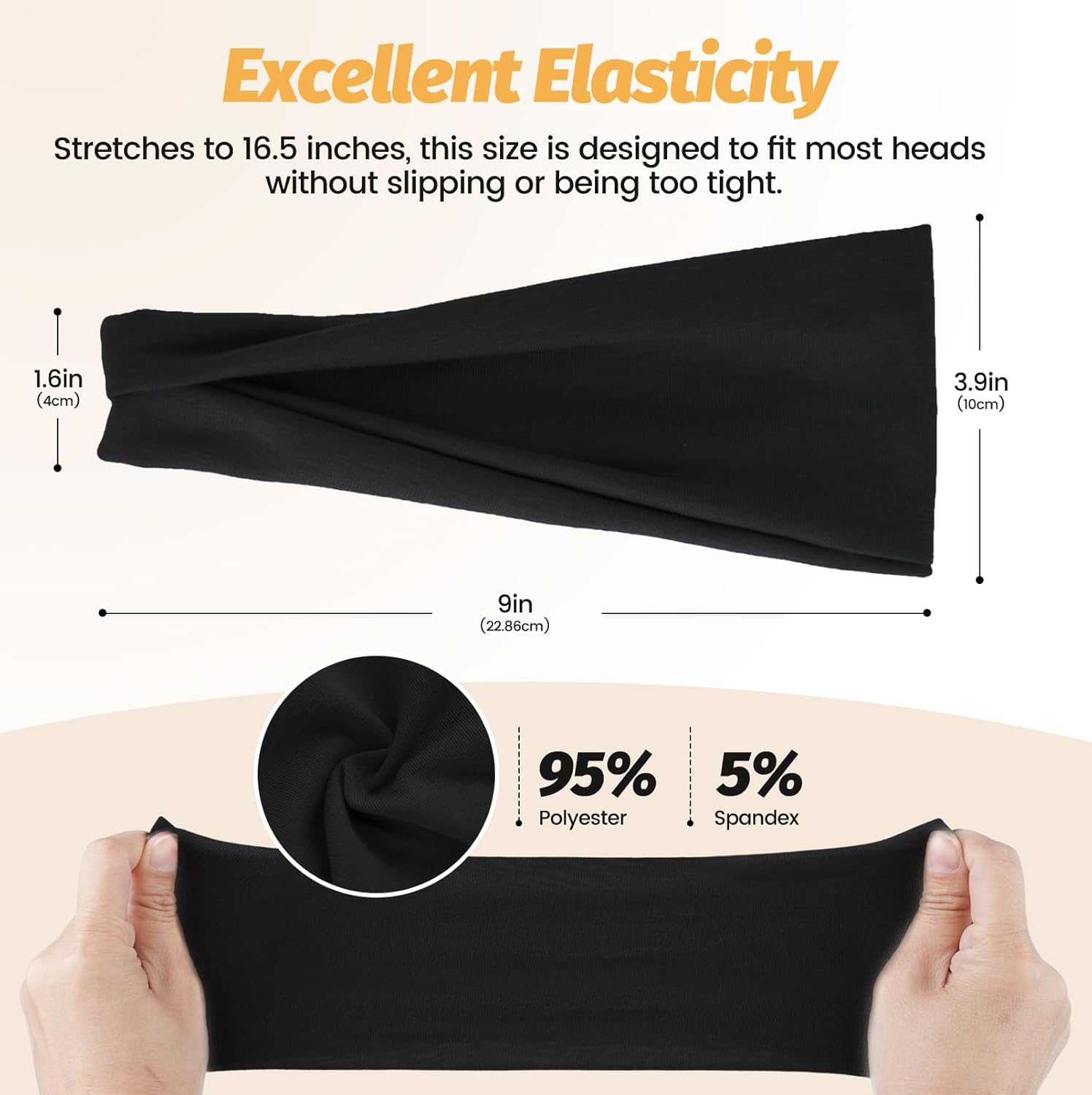 Detalle de Women’s Wide Elastic Headbands (6-Pack) — Moisture-Wicking Sweatband Hair Bands