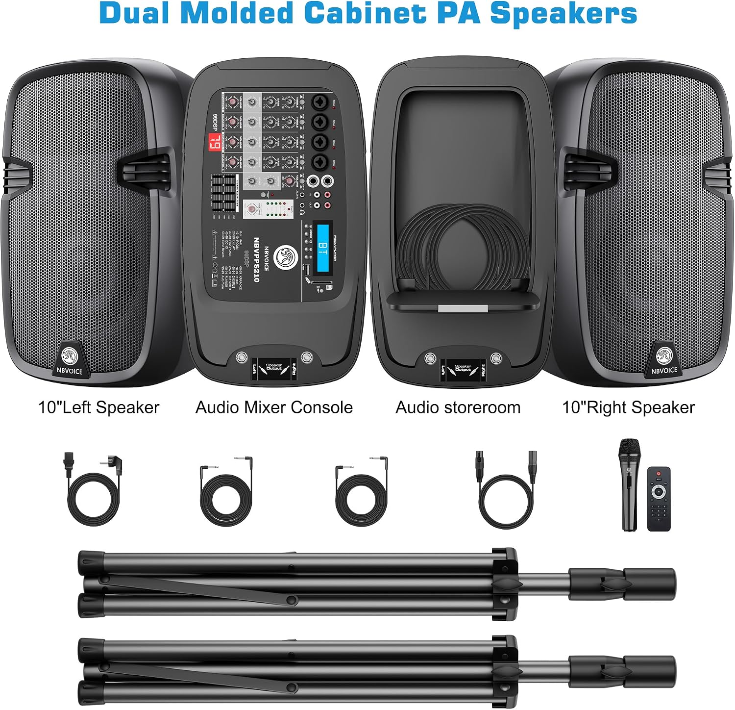 Detalle de NBVOICE NBVPPS210DSP 10-Inch Powered PA System with 600W and Bluetooth 5.3