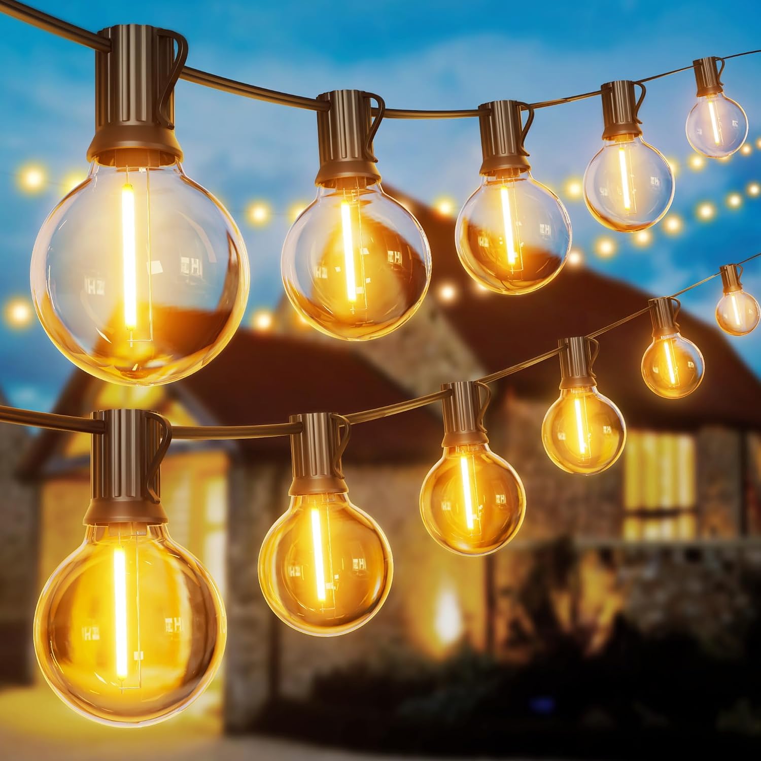 Detalle de Lichterkette Led Außen Strom Outdoor – 54 m, 82 LEDs G40, IP54, wetterfest