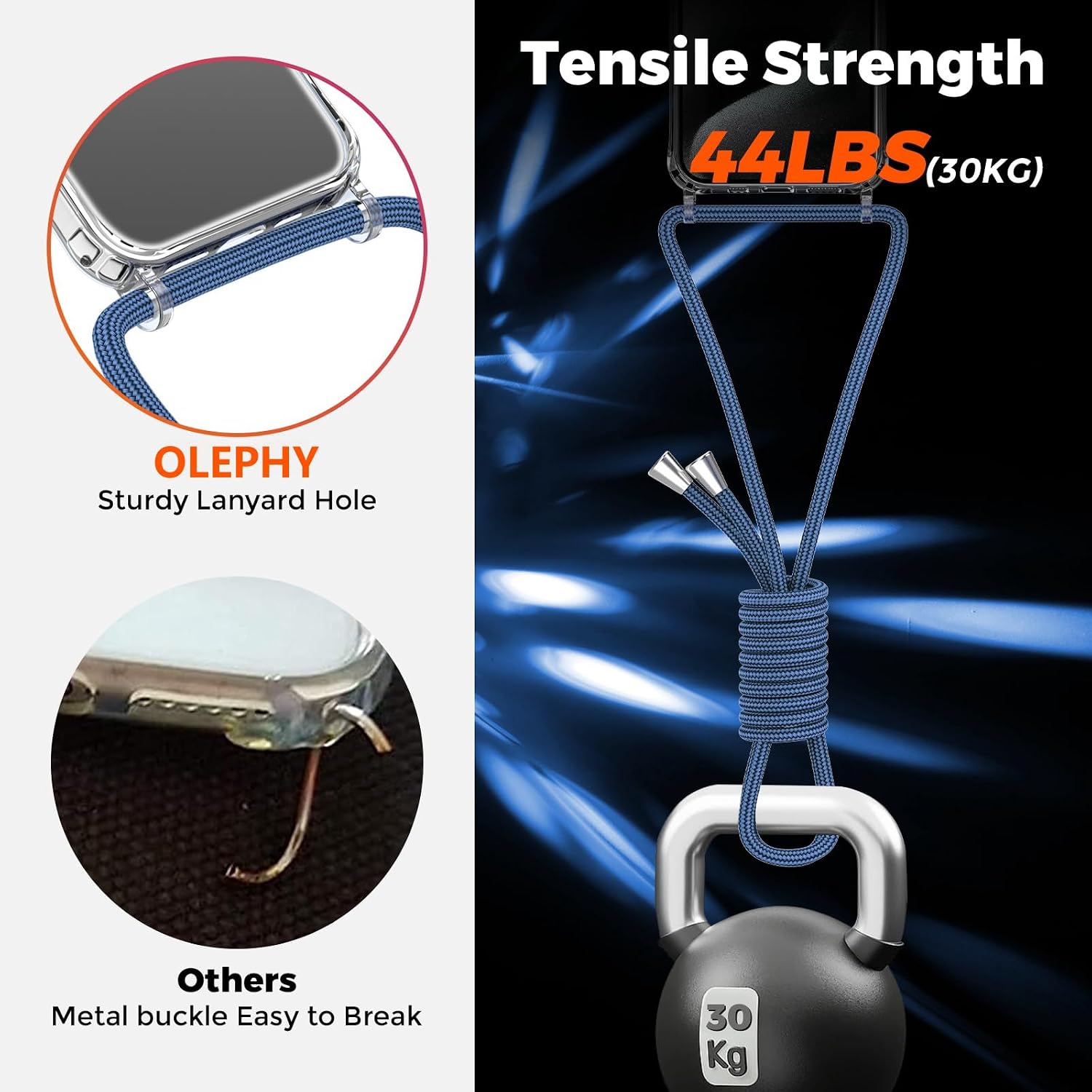 Thumbnail 2 de OLEPHY Cover trasparente con cordino per iPhone 17