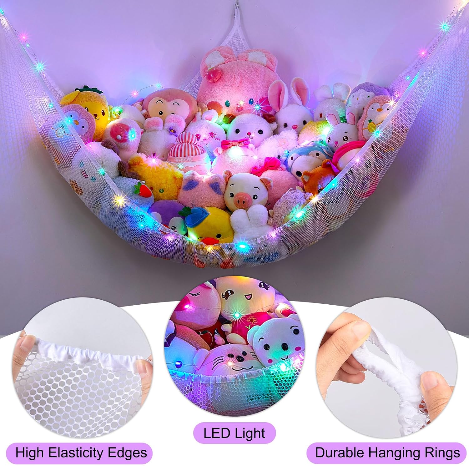 Thumbnail 4 de Unicorn Castle XLarge Stuffed Animal Hammock with LED Light