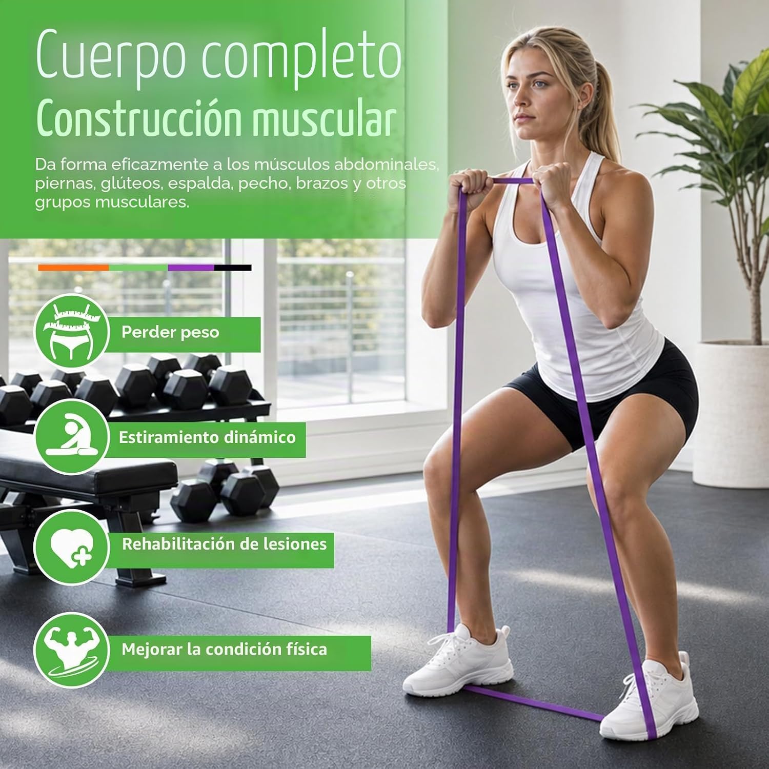 Thumbnail 2 de Fokky Gomas Elasticas de Musculacion – 4 Niveles, con Anclaje de Puerta y Protectores