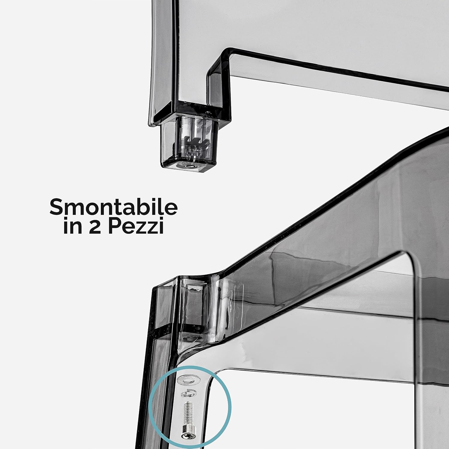 Detalle 2 de Baroni Home Set di 4 Sedie in Policarbonato Smoke 36x81x43 cm